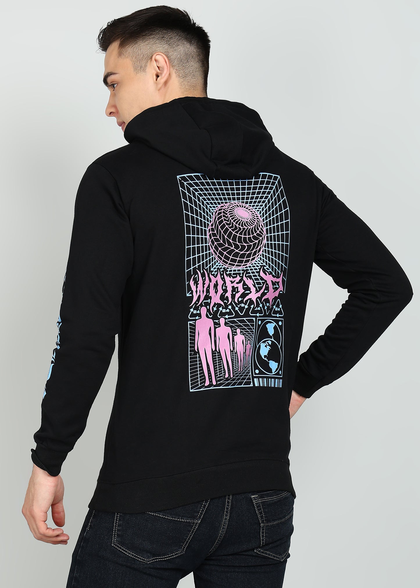 World printed hoodie