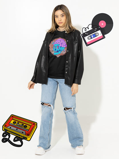 Skull Cat printed t-shirt