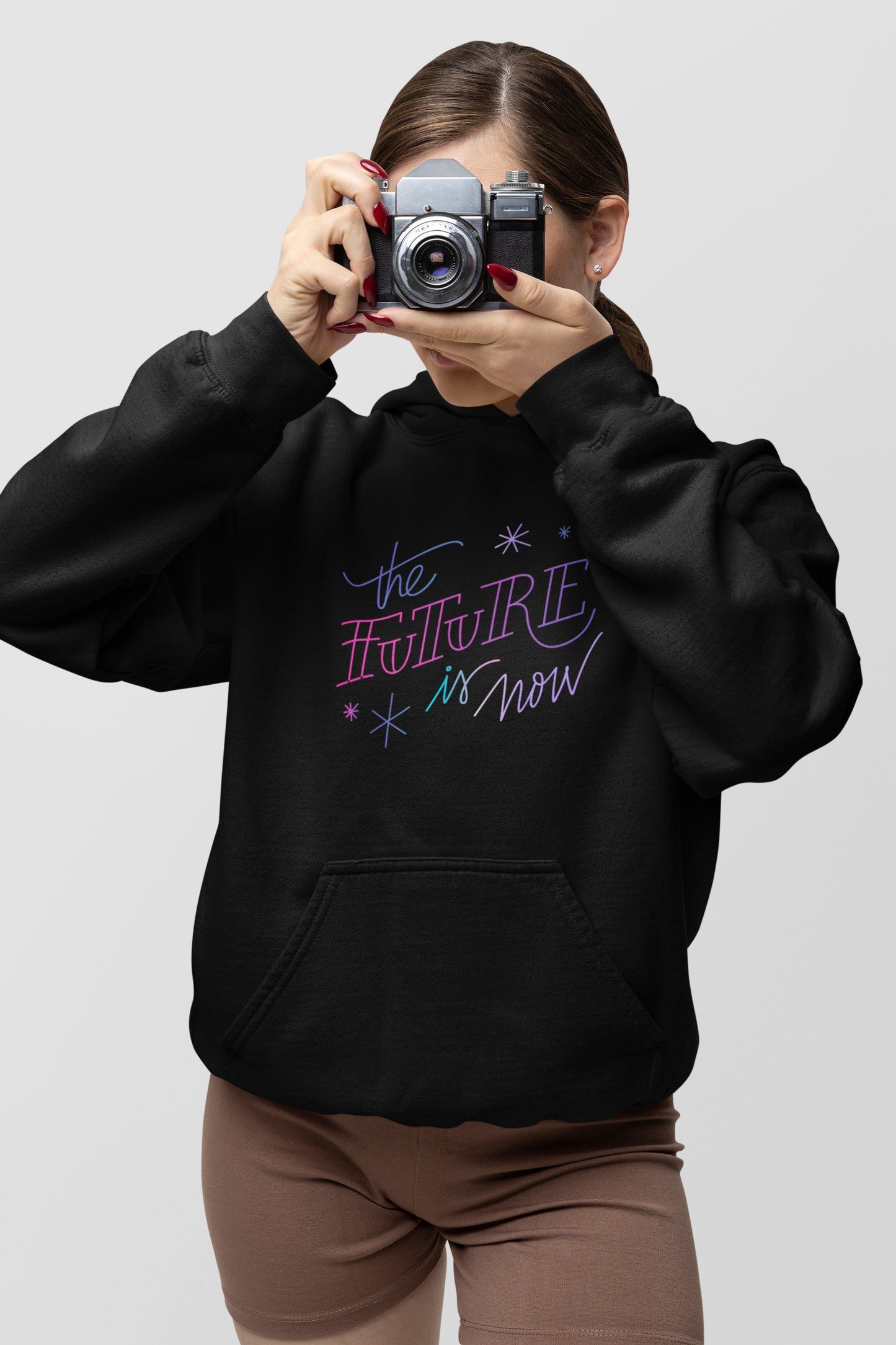 The future is now printed hoodie