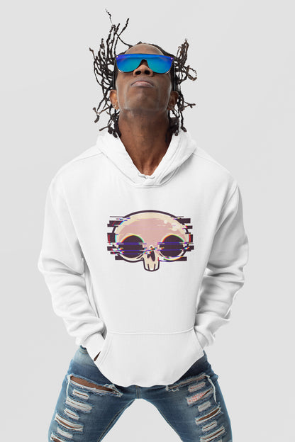 Glitch skull printed hoodie