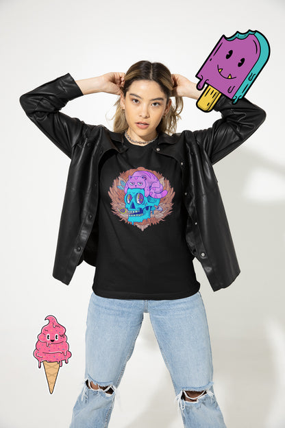 Skull Cat printed t-shirt