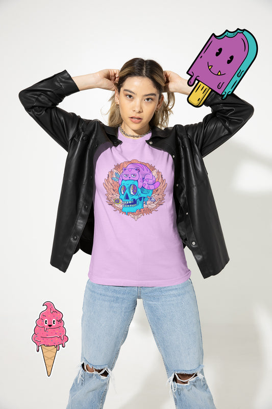 Skull Cat printed t-shirt